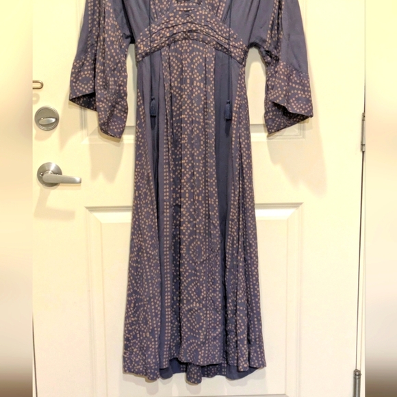 Stunning Free People 0 Modern Kimono Powder Blue Patterned Lace Front Dress - Picture 6 of 9